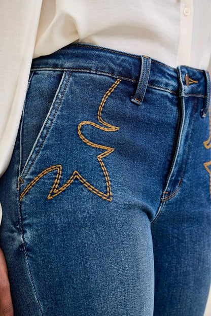 Judy Blue Jeans - MR TC DAISY Bootcut w/ Cowboy Boot Stitching MD Saddle Blue