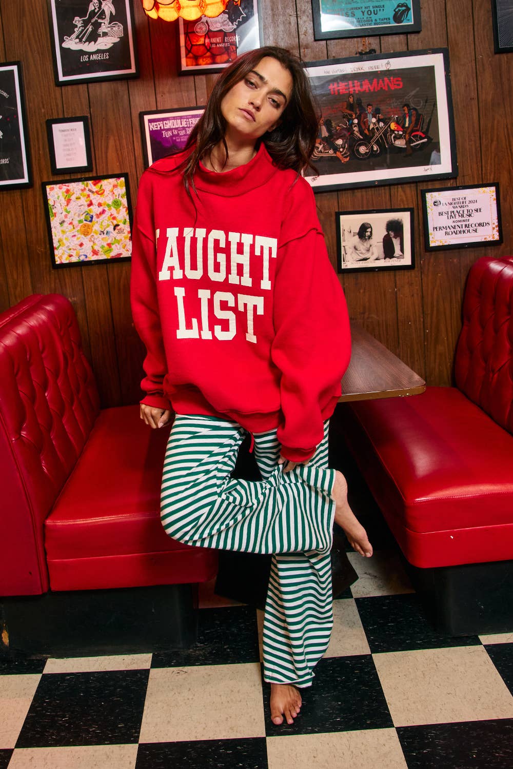 BUCKETLIST INC - IT2594-NICELIST | Reversible 'LIST' Slogan Mockneck Pullover