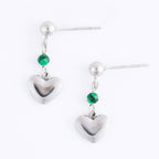 Howard's - Waterproof Earrings Heart Malachite Drop Narelle Silver