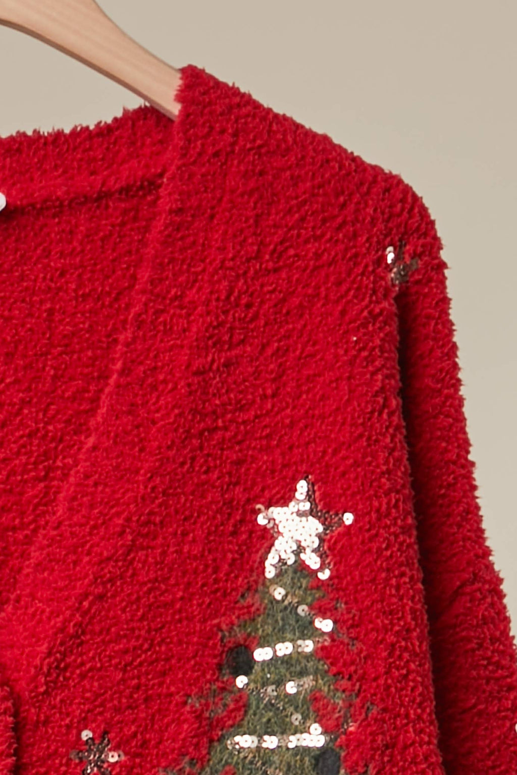 Mello. - Christmas Tree Embroidered Soft Cardigan