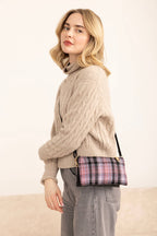Jen & Co. - M013PLD Riley Plaid Monogrammable 3 Compartment Crossbody/Wristlet