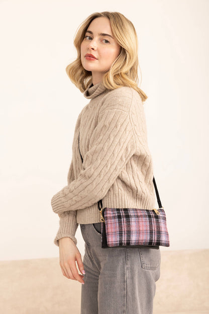 Jen & Co. - M013PLD Riley Plaid Monogrammable 3 Compartment Crossbody/Wristlet