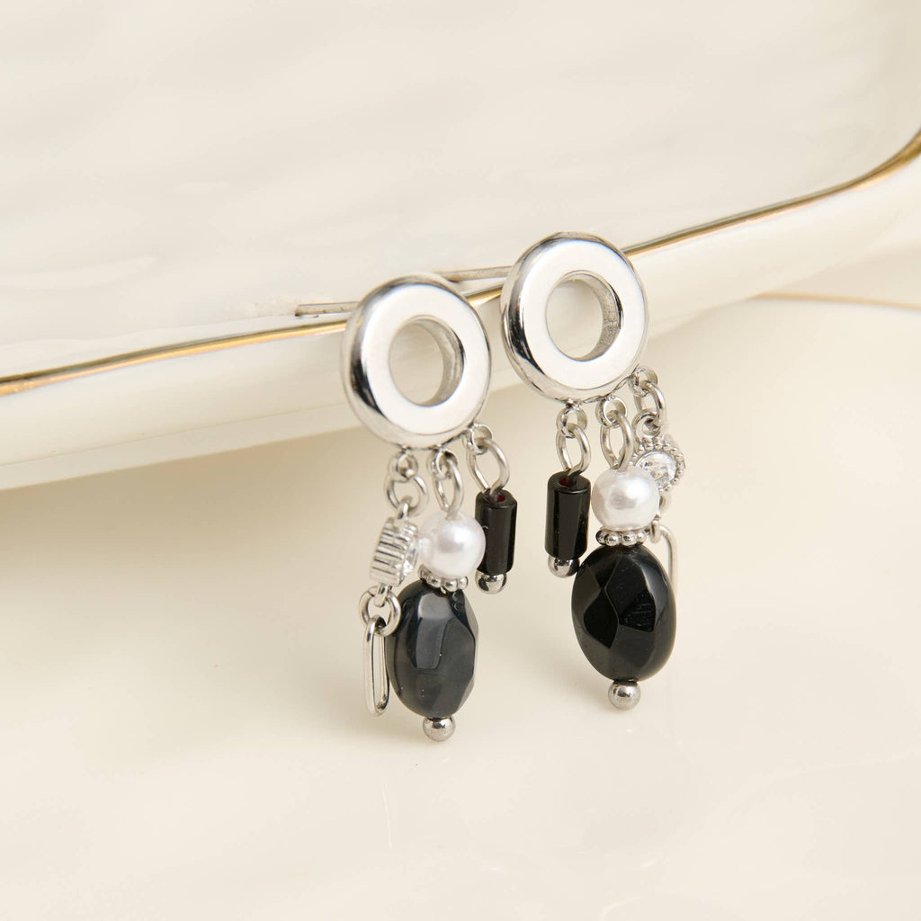 Howard's - Waterproof Earrings Drop Black Agate Jewelry Narelle Post