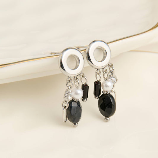 Howard's - Waterproof Earrings Drop Black Agate Jewelry Narelle Post