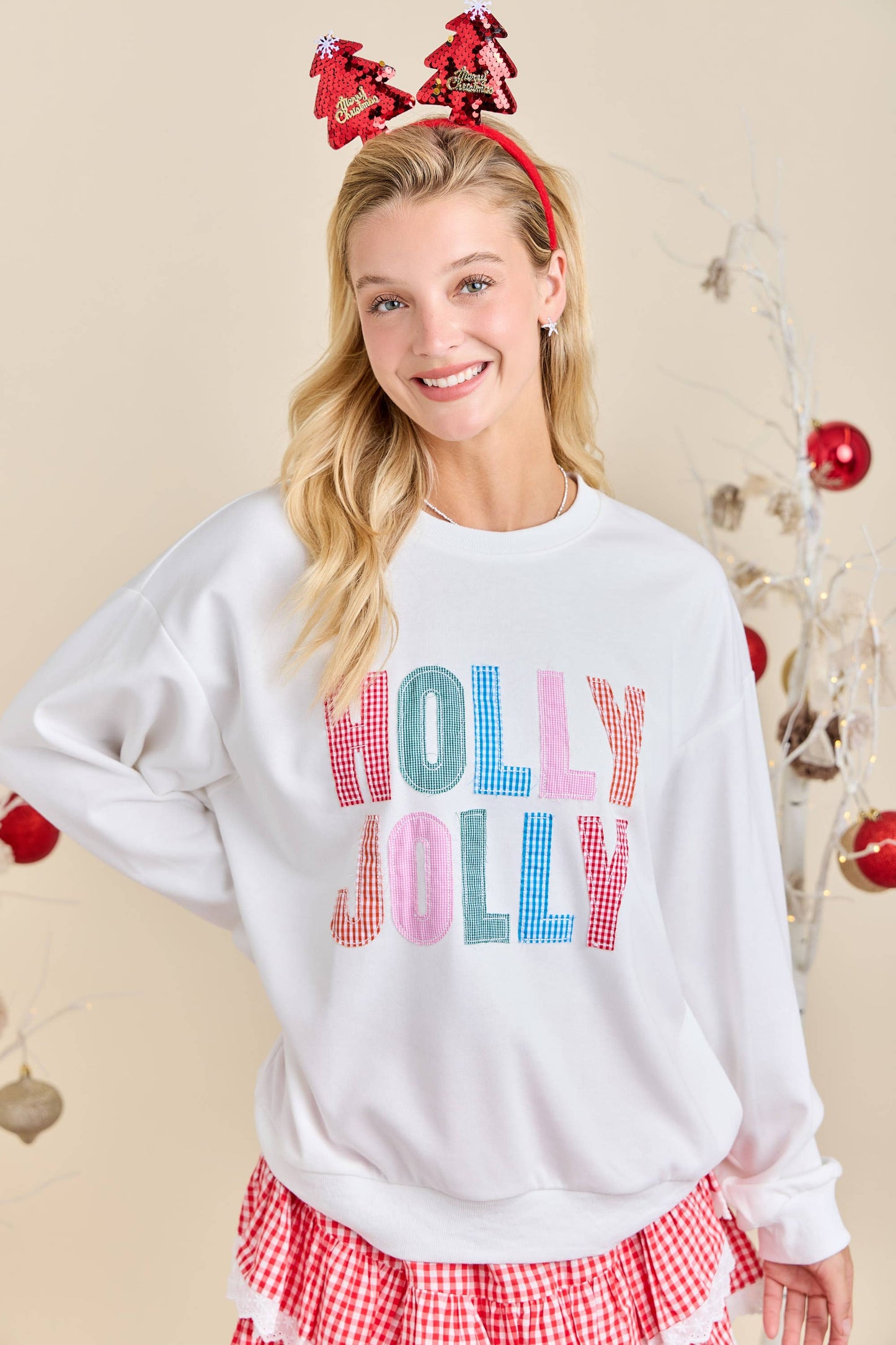 Main Strip - Holly Jolly Multicolor Gingham Pullover – Ready to Ship🎄