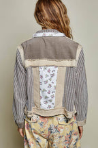 Pamela Vintage Patchwork Floral Geometric Neutral Cropped Jacket-Pol Clothing
