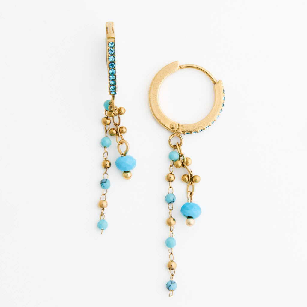 Howard's - Turquoise Earrings Pave Hoop Waterproof Narelle Gold
