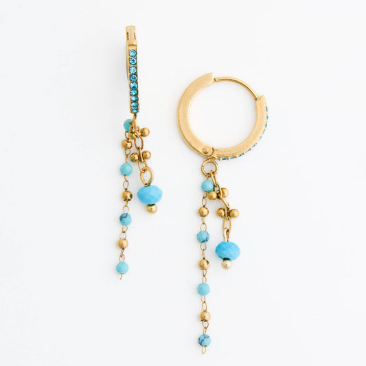 Howard's - Turquoise Earrings Pave Hoop Waterproof Narelle Gold