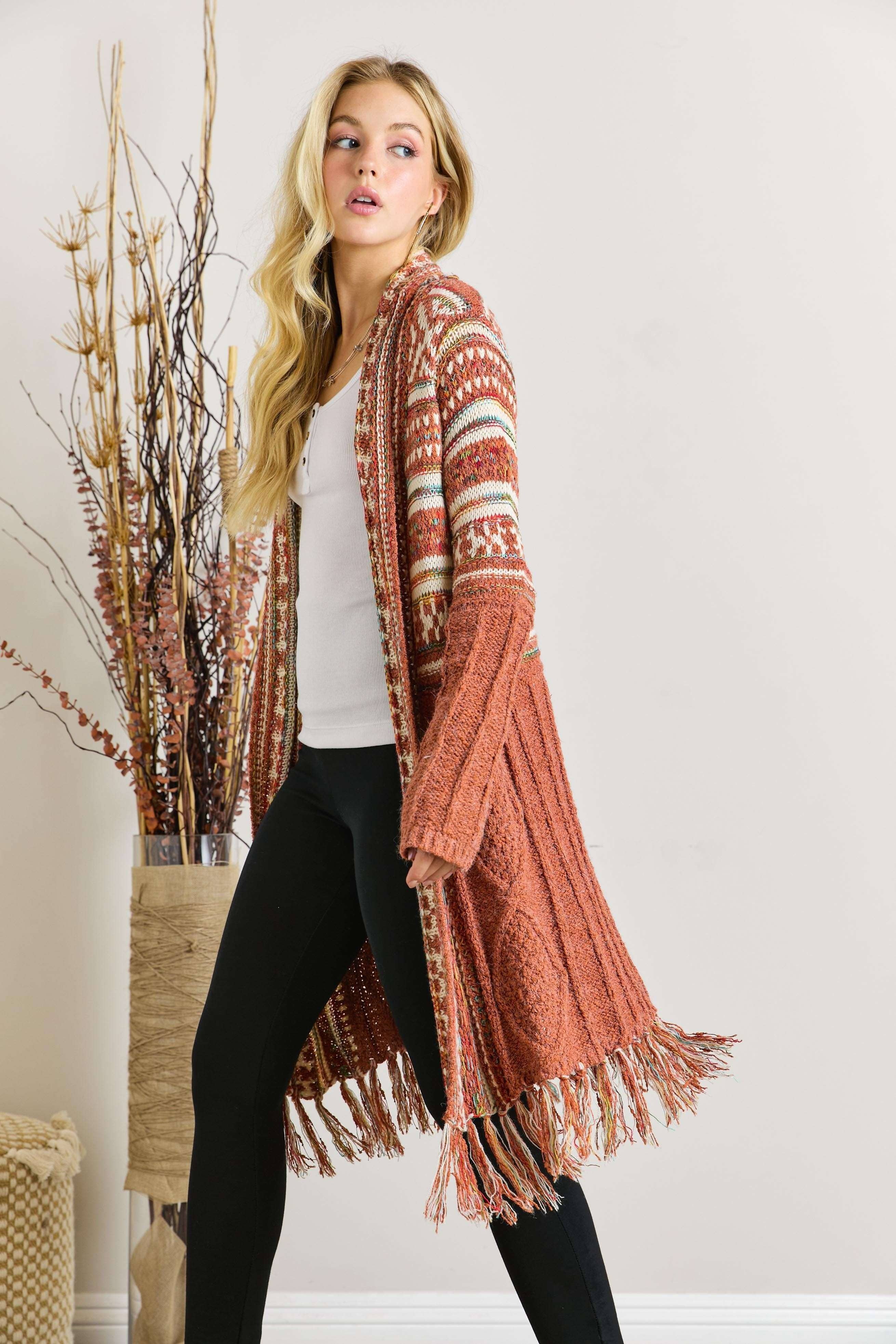 Maya FRINGE HEM AZTEC CARDIGAN