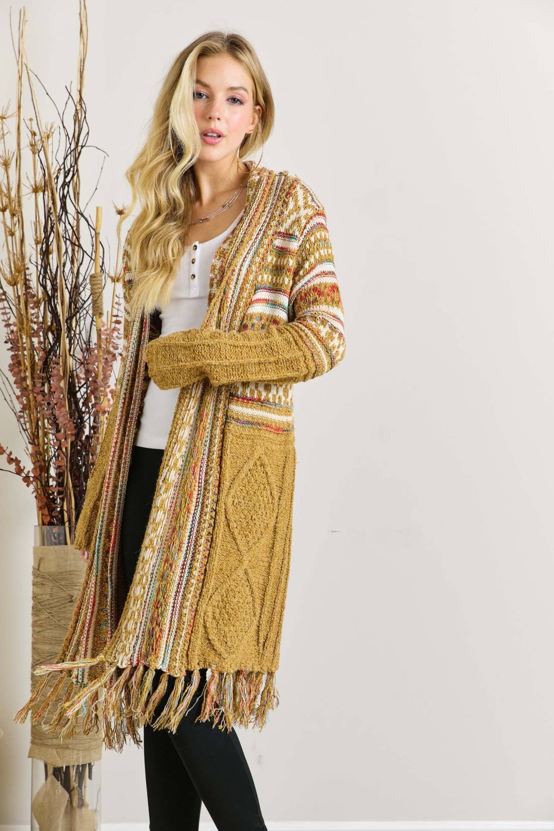 Maya FRINGE HEM AZTEC CARDIGAN