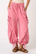 WASHED FRENCH TERRY DROP POCKET BALLOON PANTS