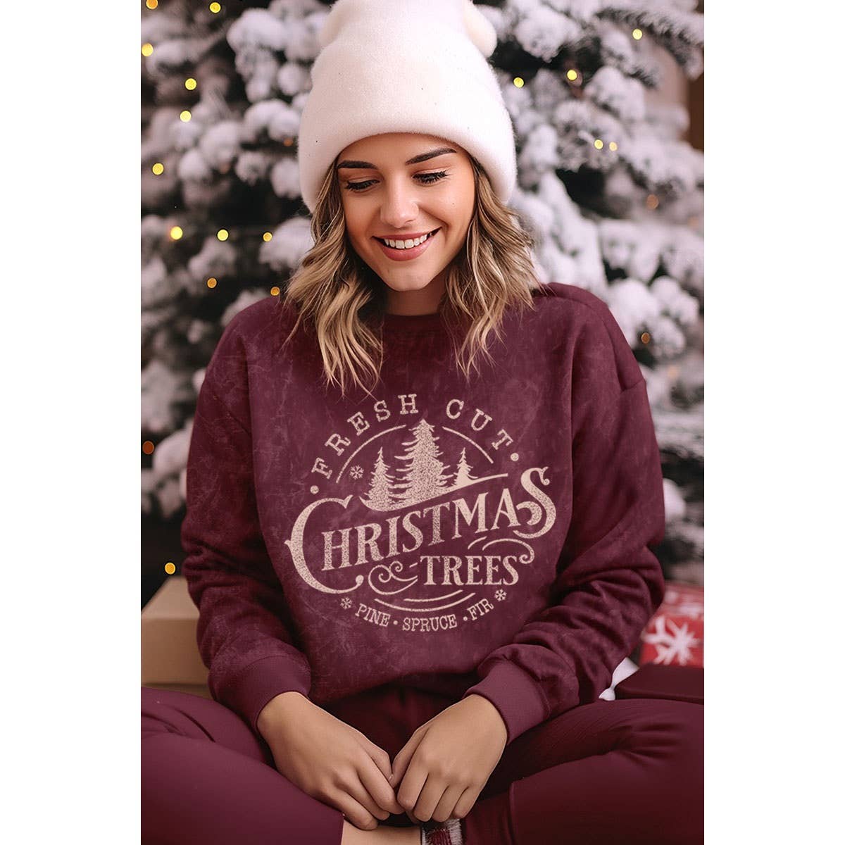CHRISTMAS TREES MINERAL GRAPHIC SWEATWHIRTS