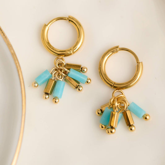 Howard's - Waterproof Earrings Hoop Kyanite Beaded Narelle Gold