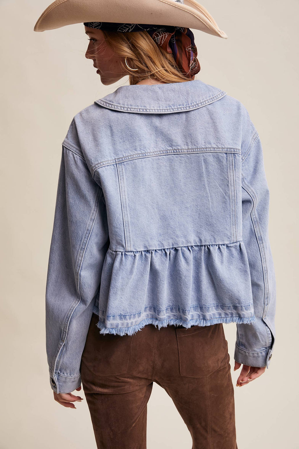 Listicle - Peplum Hem Denim Jacket