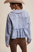 Listicle - Peplum Hem Denim Jacket