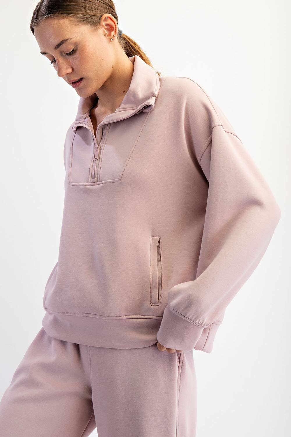 Rae Mode - MODAL SCUBA QUARTER ZIP FUNNEL NECK PULLOVER