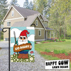 Happy Cow Lawn Decor - Gnome Go Away Garden Flag Outdoor Welcome Flag for Lawn