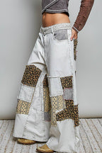 Pol Clothing - Handcrafted Vintage DIY Patchwork-Style Waistband Wide Pant