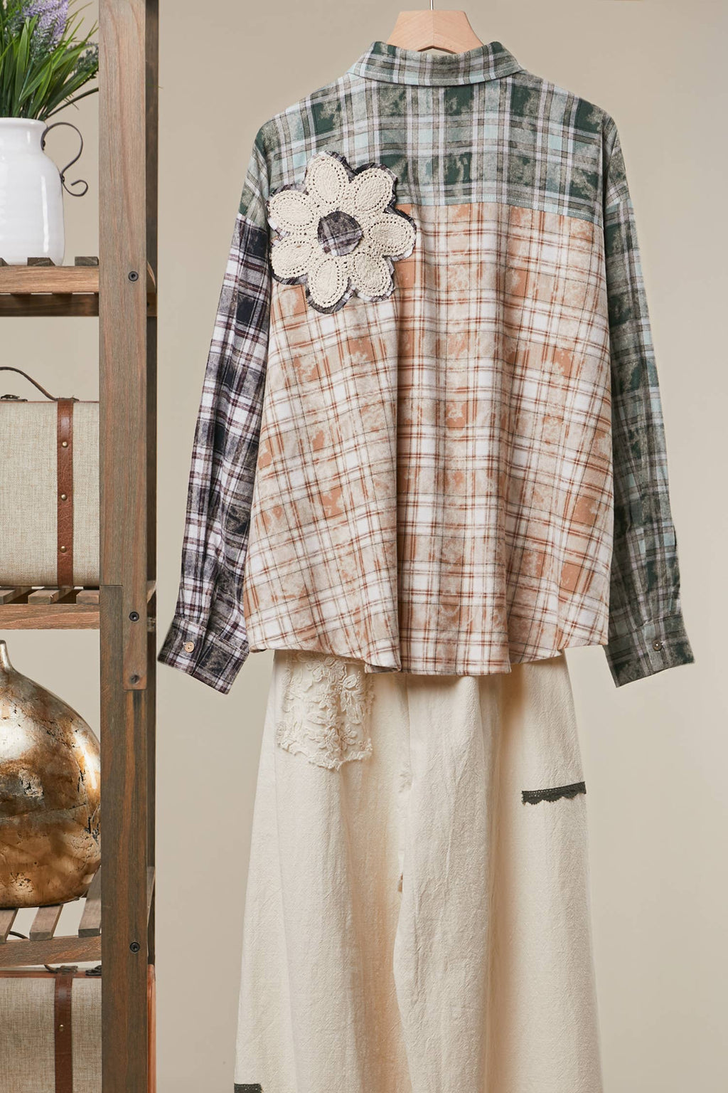 Mello. - Vintage Patchwork Plaid Shirt Jacket
