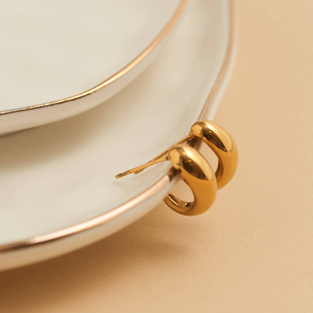 Howard's - Waterproof Earrings Half Loop Hoop in Gold & Stainless Steel