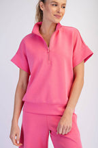 Rae Mode - MODAL SCUBA QUARTER ZIP SHORT SLEEVE TOP