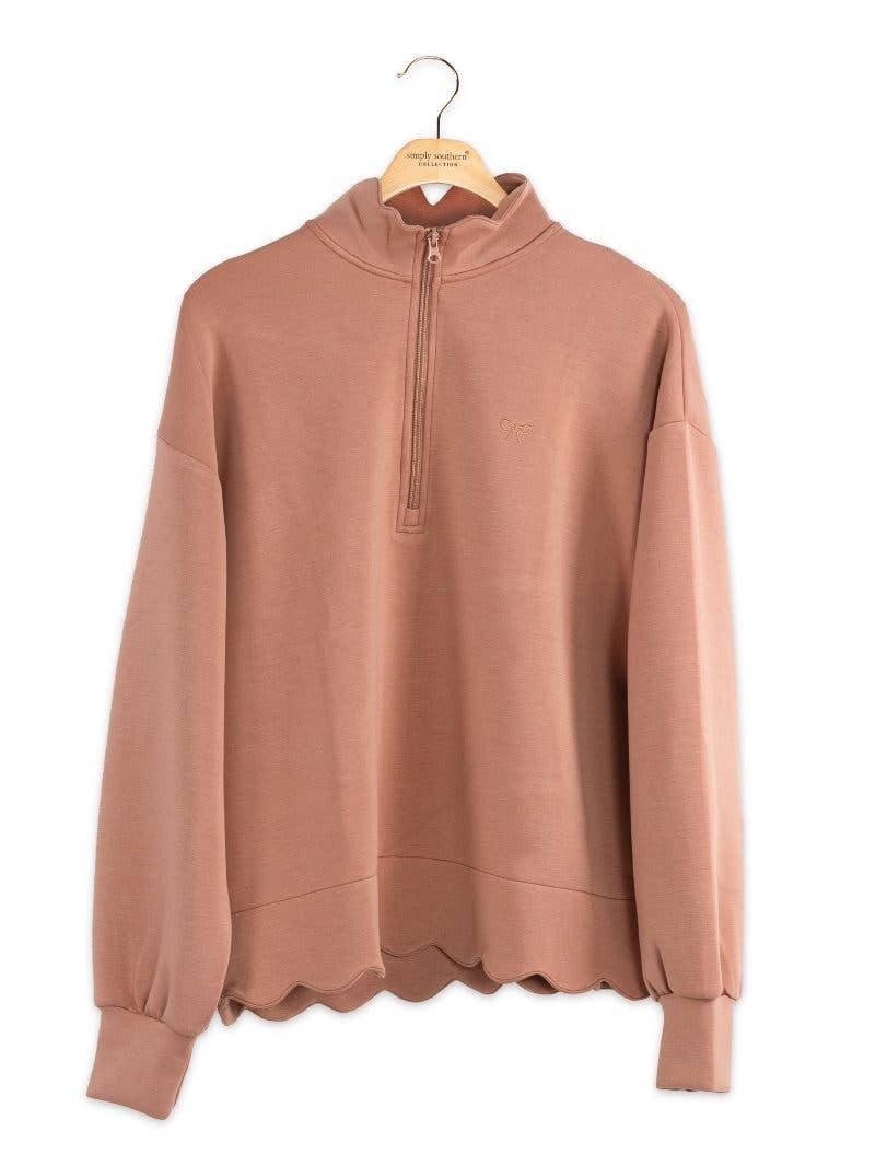 Simply Southern Scalloped Zippered Pullover