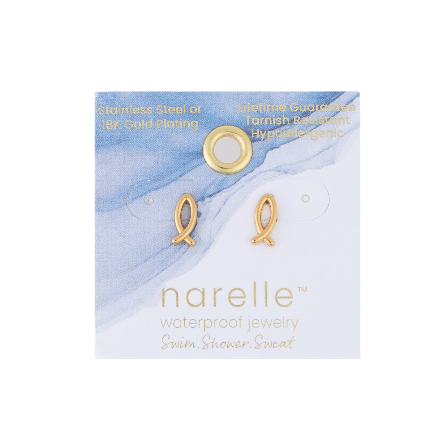 Howard's - Waterproof Earrings Ichthy Studs in Gold & Stainless Steel