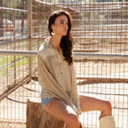 Artisan Boho Lace Trim Button-Front Blouse Top (NEW COLOR)