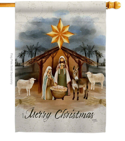 Two Group Flag Co - Birth of Jesus Wintertime Nativity Christmas Decor Flag