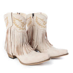 Myra Bag - Desert Angel Fringe Booties in White
