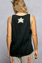 Pol Clothing - V-neck Sleeveless Front Star Patches