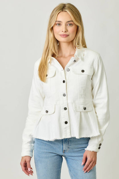 Alex Washed Denim Peplum Jacket