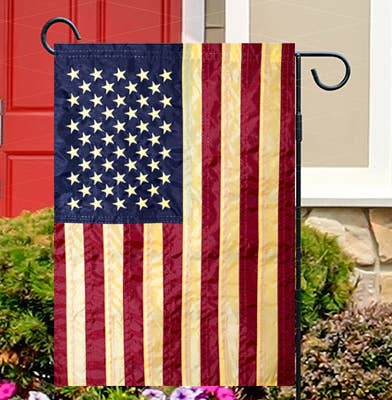 USA Tea Stained Nylon Embroidered Stars  Stitched Stripes