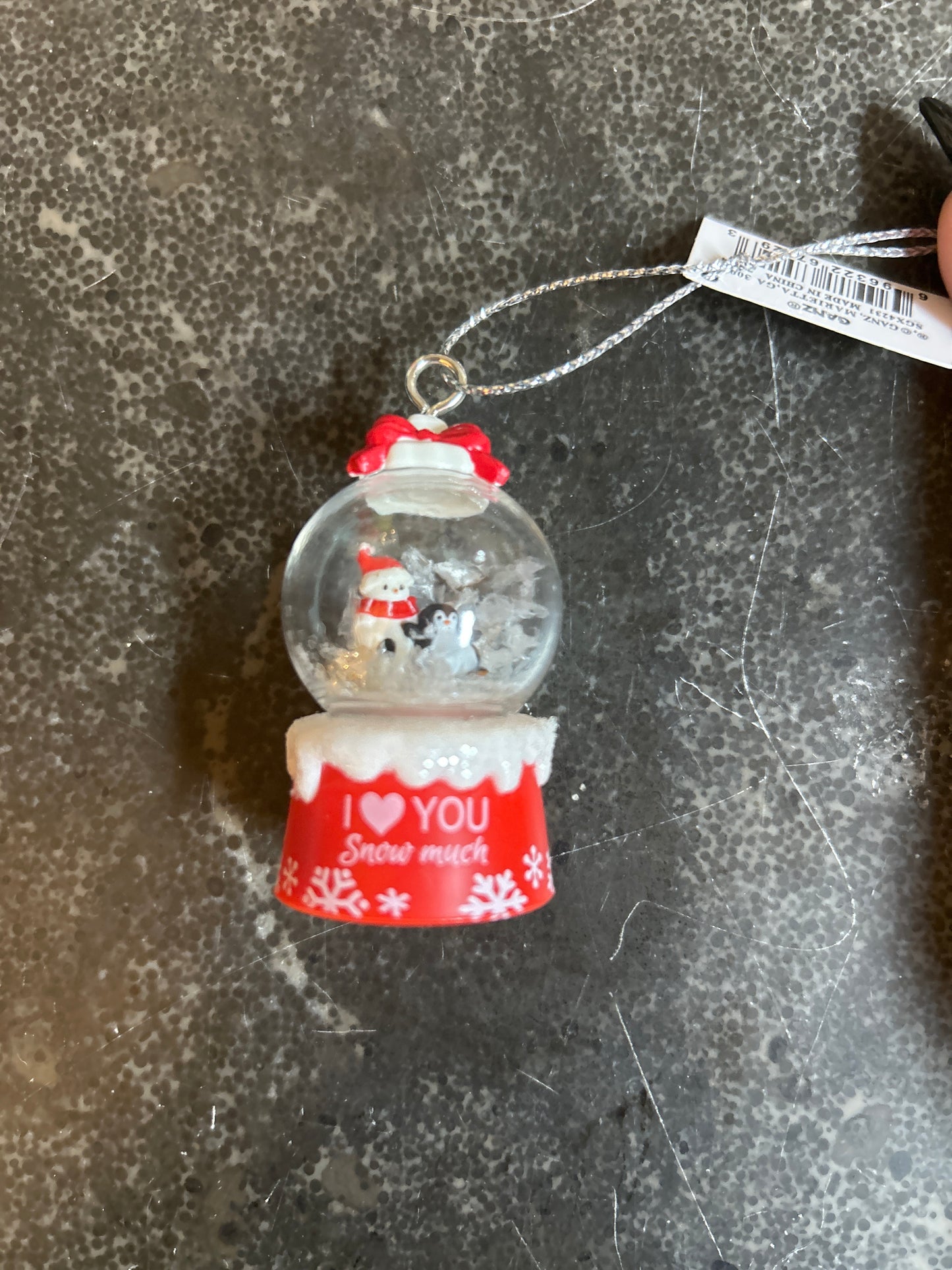 I Heart You Snow Much Christmas Snow Globe Ornament