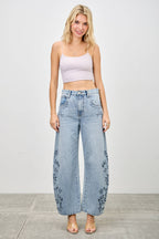 HIGH RISE LOW CURVE BARREL WITH EMBROIDERY Saige Denim