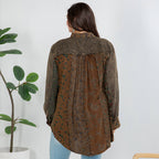 Young Threads - Front-Open Boho Shirt with Quilted Emb & Rayon Tiers