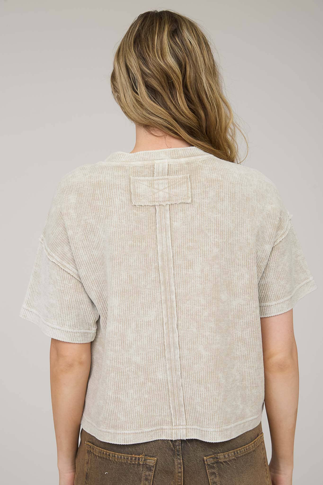 Everyday WASHED RIBBED SHORT SLEEVE TEE WITH POCKET