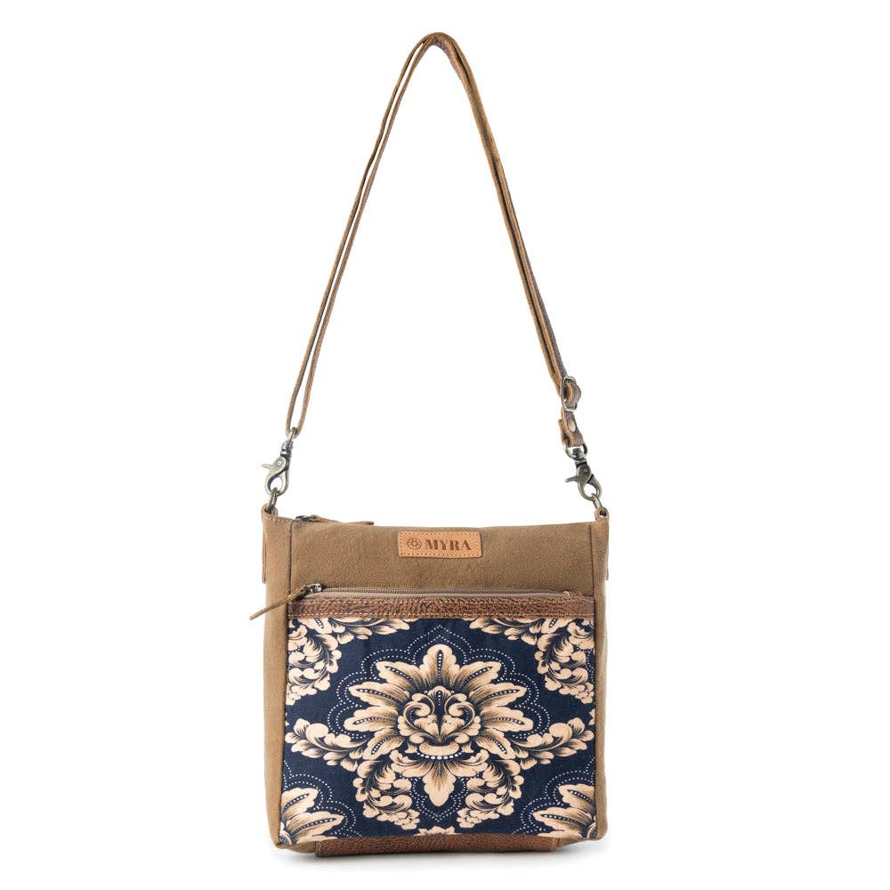 Myra Bag - Crestbloom Vintage Crossbody Bag for Women in navy with print detail