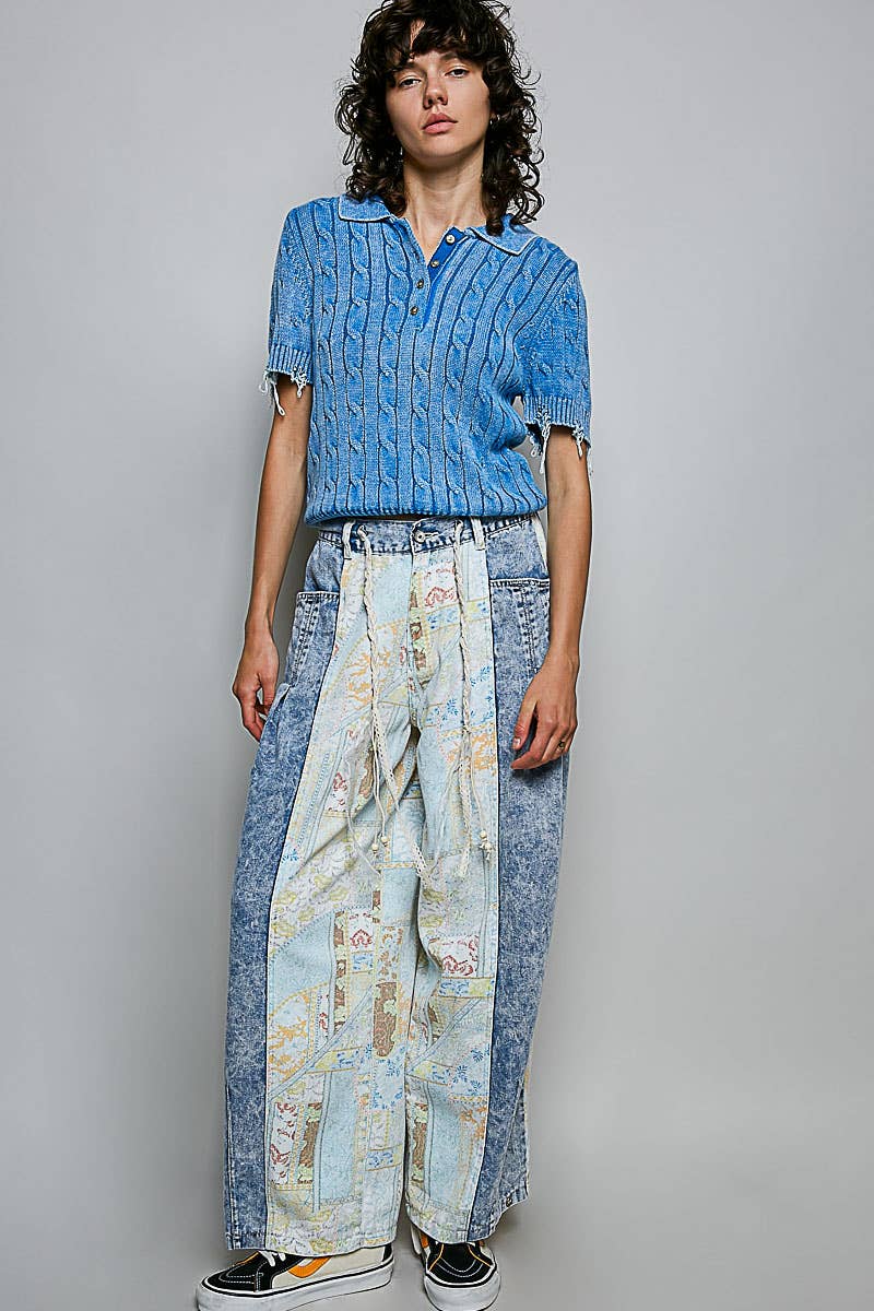 Pol Clothing - Relaxed Tapered Woven Drawstring Lightweight Waistband Pants