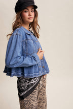 Listicle - Peplum Hem Denim Jacket