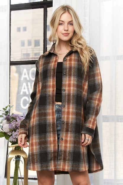 BUTTON DOWN FLANNEL SHACKET