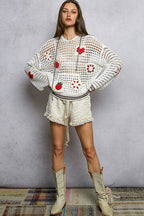 Pol Clothing - Handmade Granny Patch Cotton Hoodie Thin Sweater Top