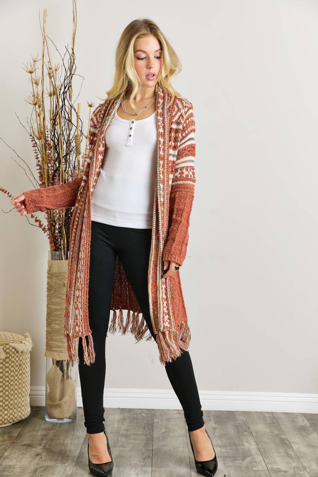 Maya FRINGE HEM AZTEC CARDIGAN