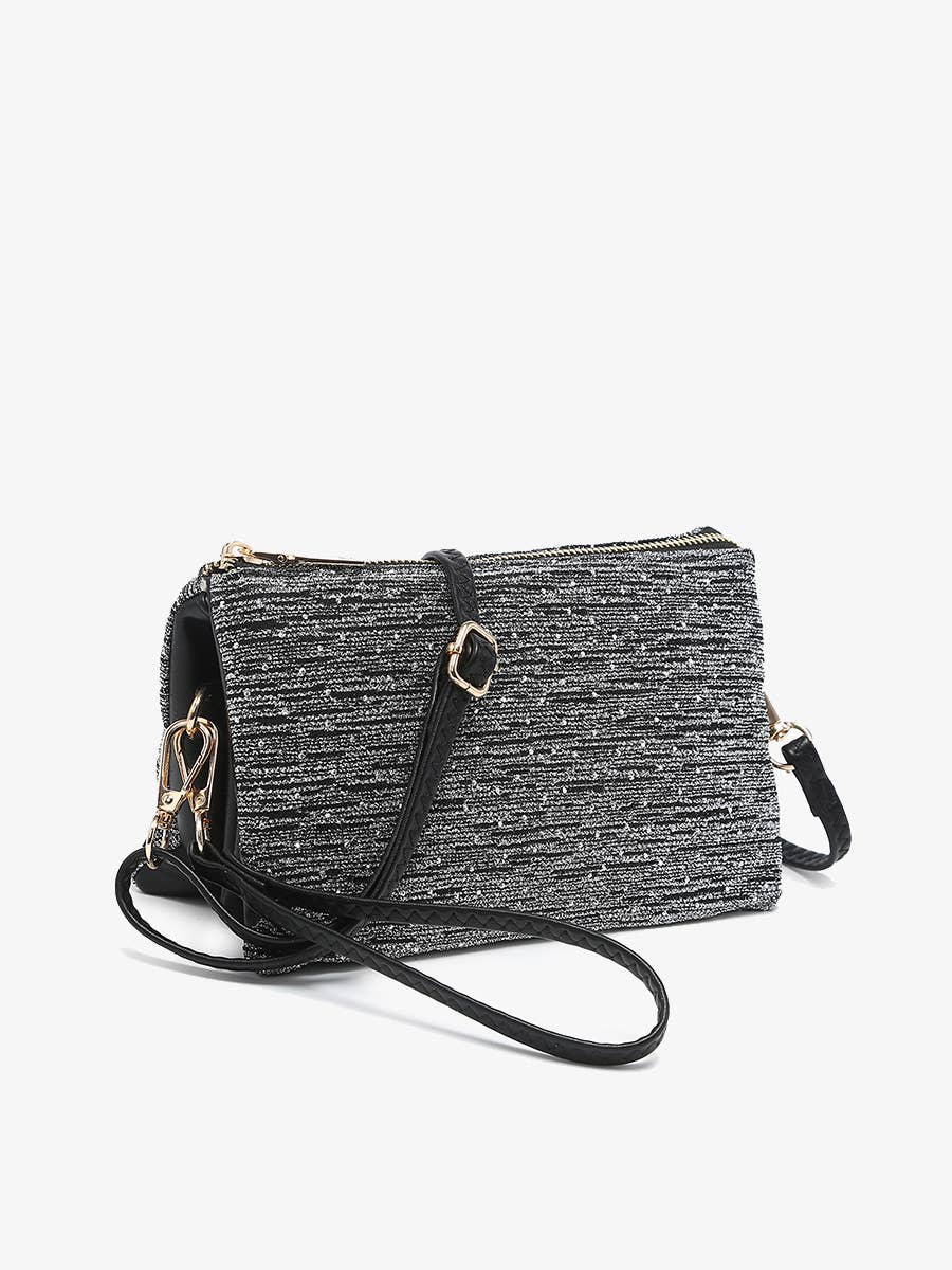 Jen & Co. - M013SHST Riley Shimmer Stripe 3 Compartment Crossbody/Wristlet