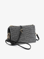 Jen & Co. - M013SHST Riley Shimmer Stripe 3 Compartment Crossbody/Wristlet