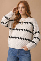 Haptics - Plus Textured Stripe Pullover Sweater Knit Top