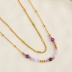Howard's - Waterproof Necklace 15" Double Row Amethyst Station Narelle