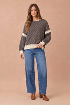 Haptics - Polka Dot Colorblock Cutout Back Pullover
