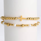 Howard's - Cross Bracelet Pearl Station Bead Waterproof Narelle Duo Set