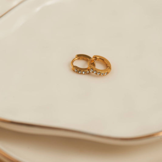 Howard's - Waterproof Earrings Narelle Pave Huggie Hoop Gold & Steel